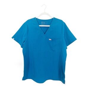 Figs Catarina One-Pocket Scrub Top Teal Blue Size XL EUC
